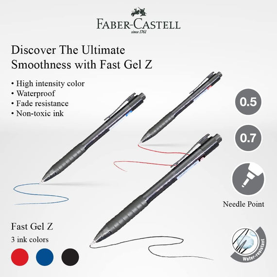 FABER-CASTELL FAST GEL Z GEL PEN 0.5/0.7MM (ASSORTED COLOURS)