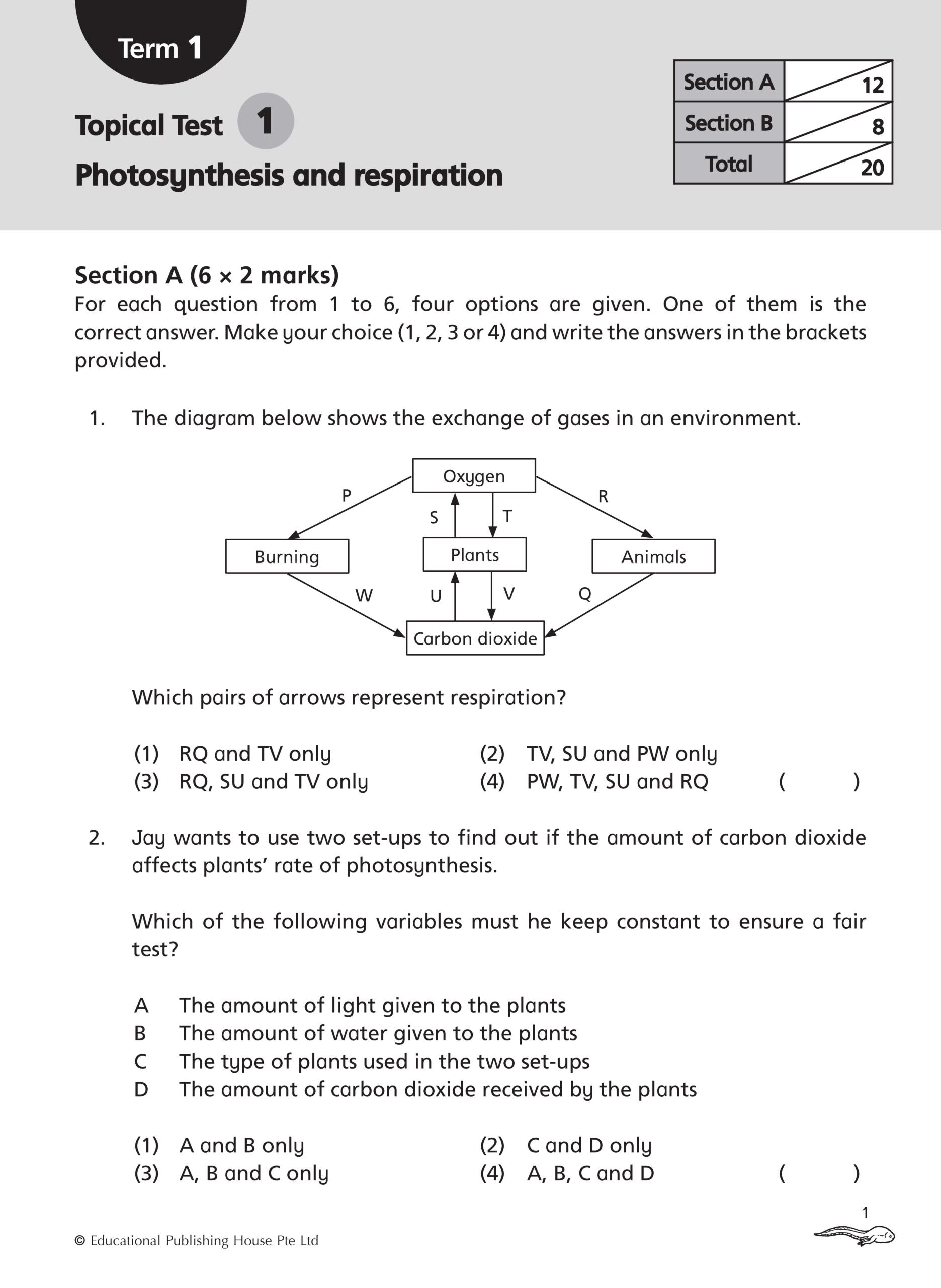 Primary 6 Science Topical Class Tests