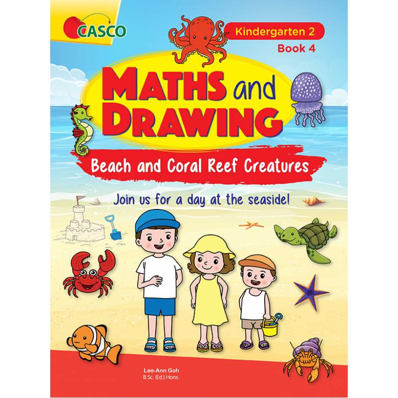 K2 Preschool Maths And Drawing Book 4: Beach And Coral Reef Creatures