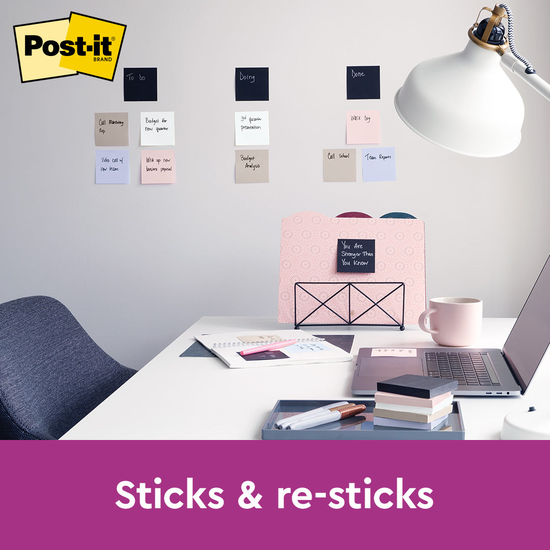 Post-it® 654-5ssne Simply Serene Collection Super Sticky Notes 3x3", 5pads, 86sheets