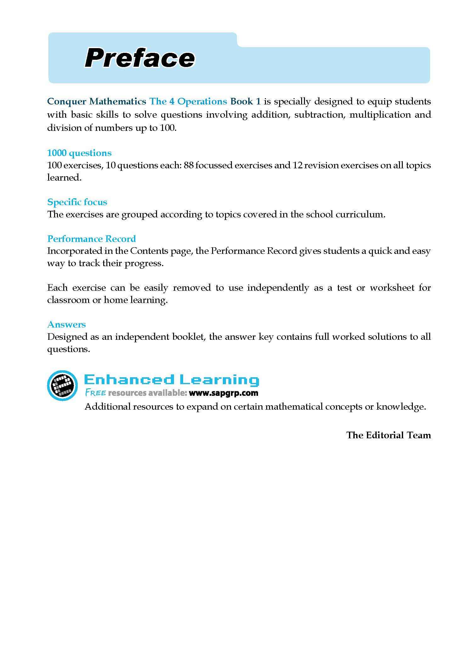 Primary 1 Conquer Mathematics The 4 Operations Workbook 1 - 4th Edition