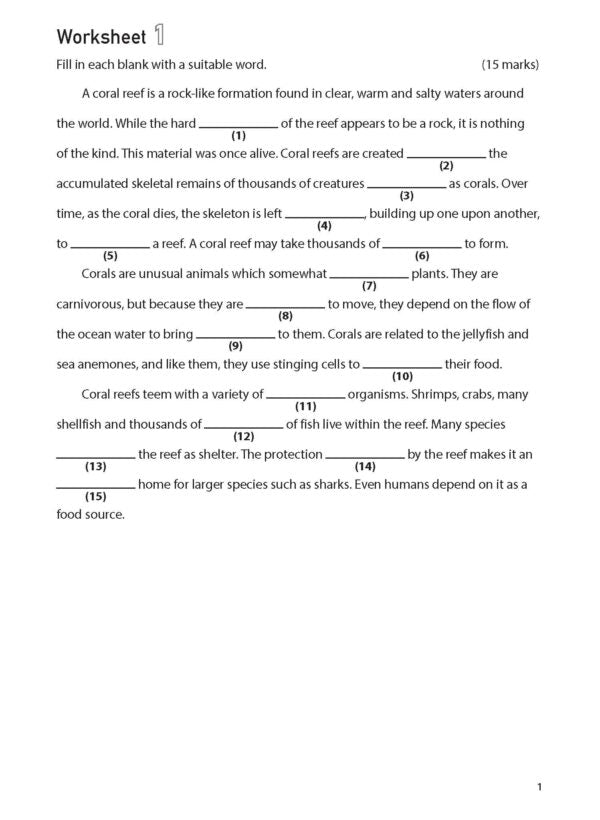 100 English Worksheets Primary 5 – Comprehension Cloze