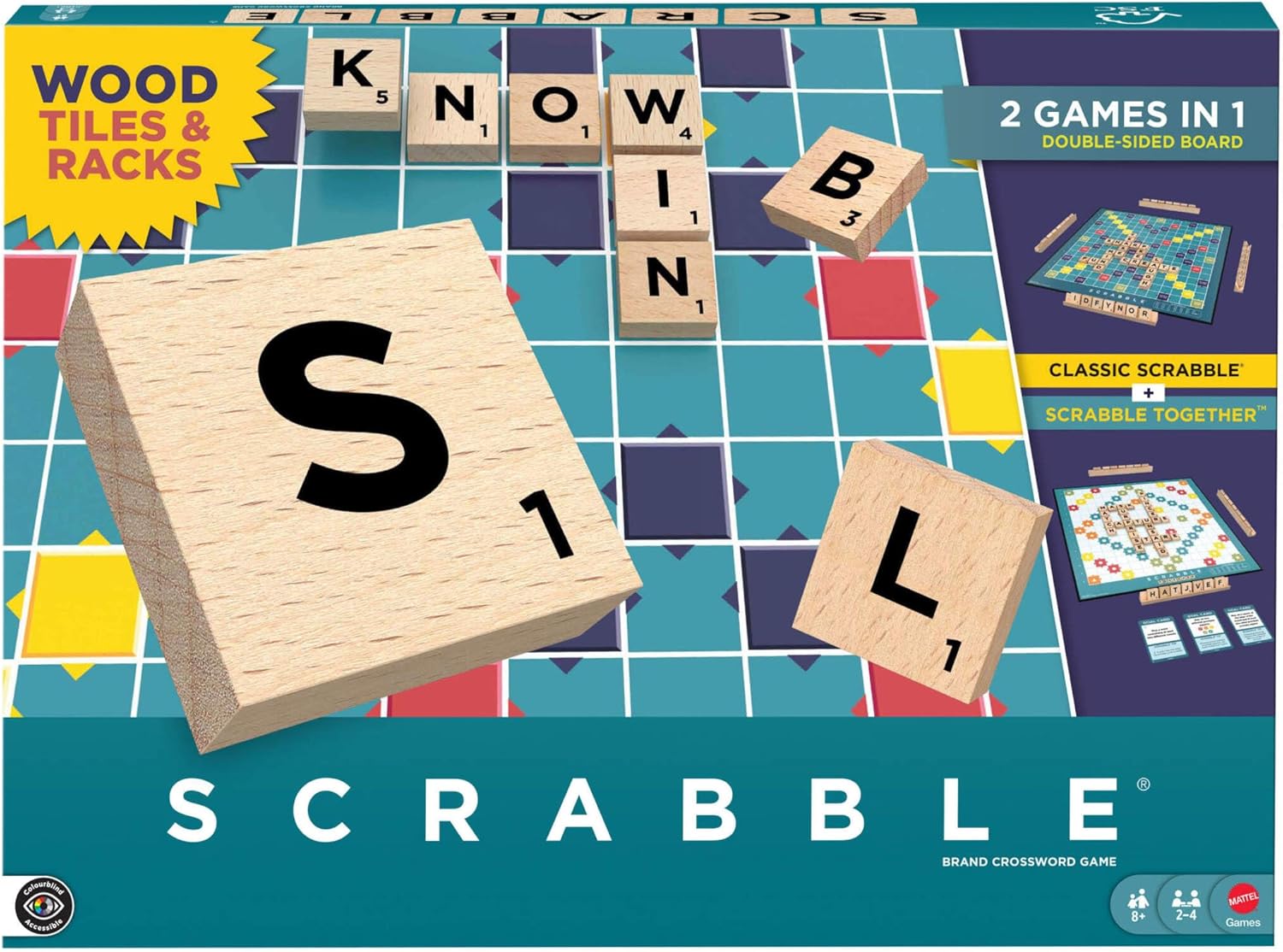 MATTEL GAMES SCRABBLE WOOD TILES N RACKS – Popular Book Company