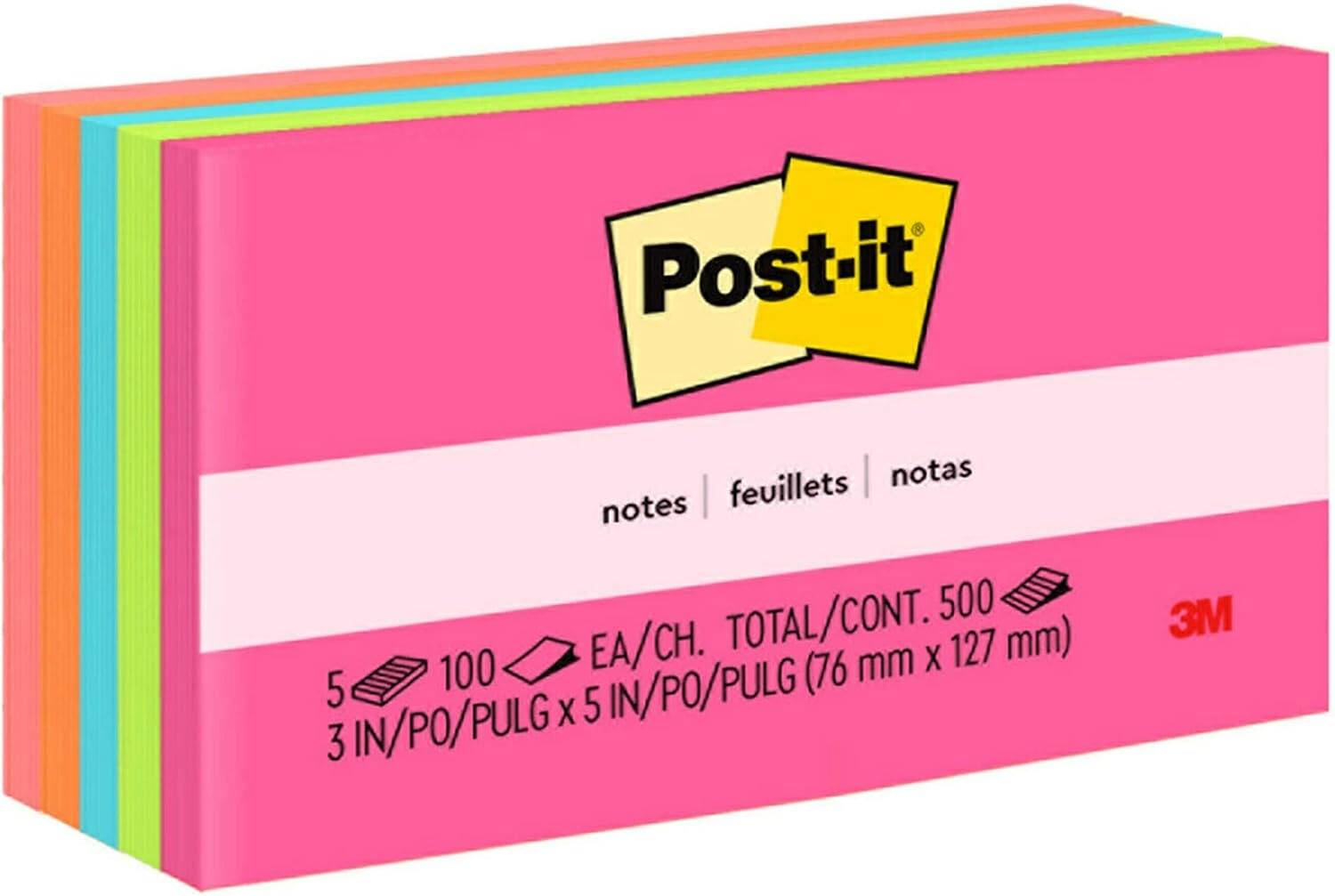 Post-it® 655-5PK Notes, 3x5"
