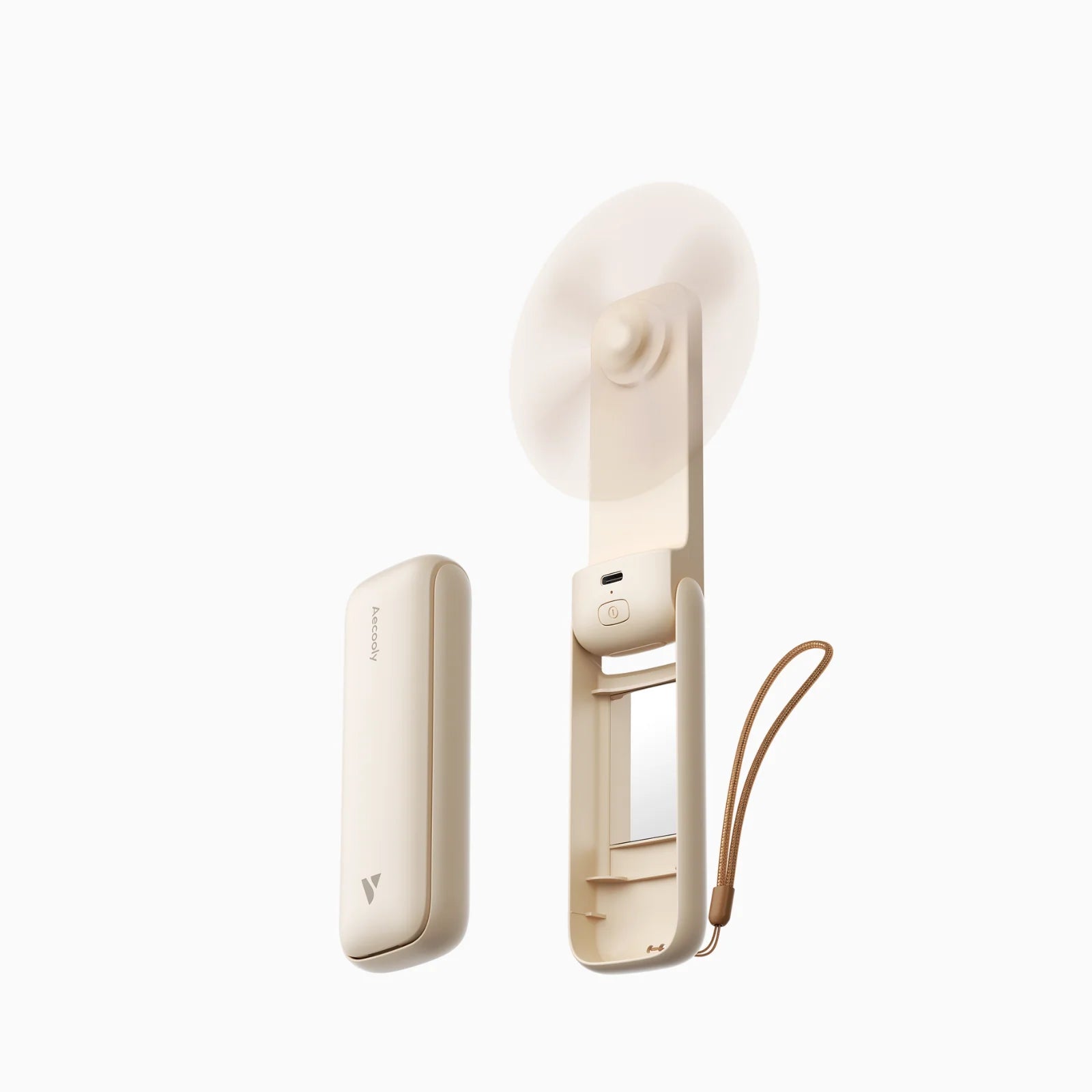 Aecooly Foldable Handheld Fan with Mirror