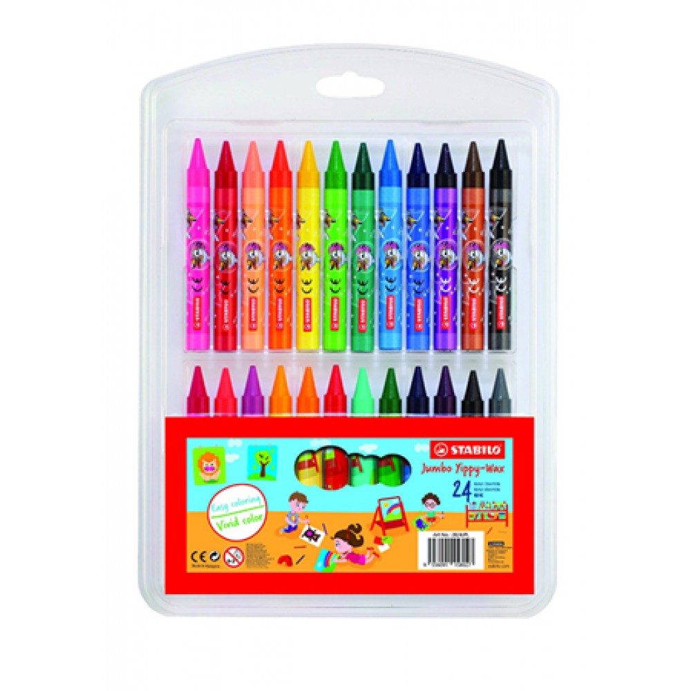 STABILO JUMBO YIPPY-WAX CRAYON - 24 COLOURS