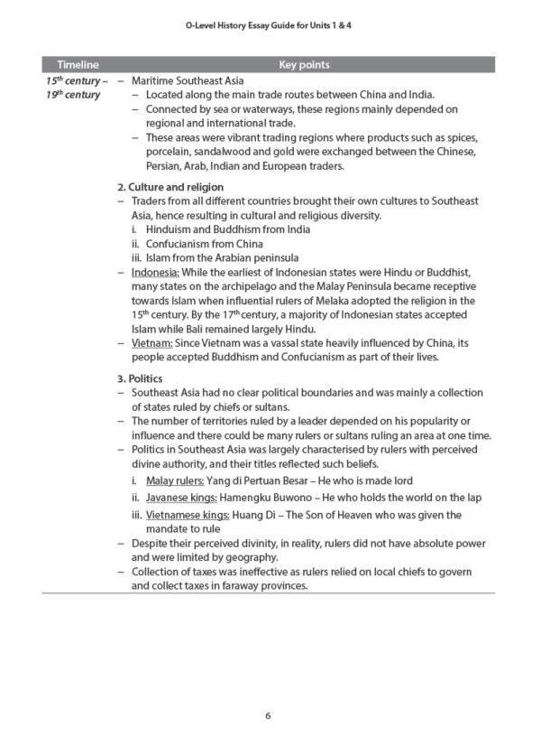 O-Level History (Pure) Essay Guide for Units 1 & 4