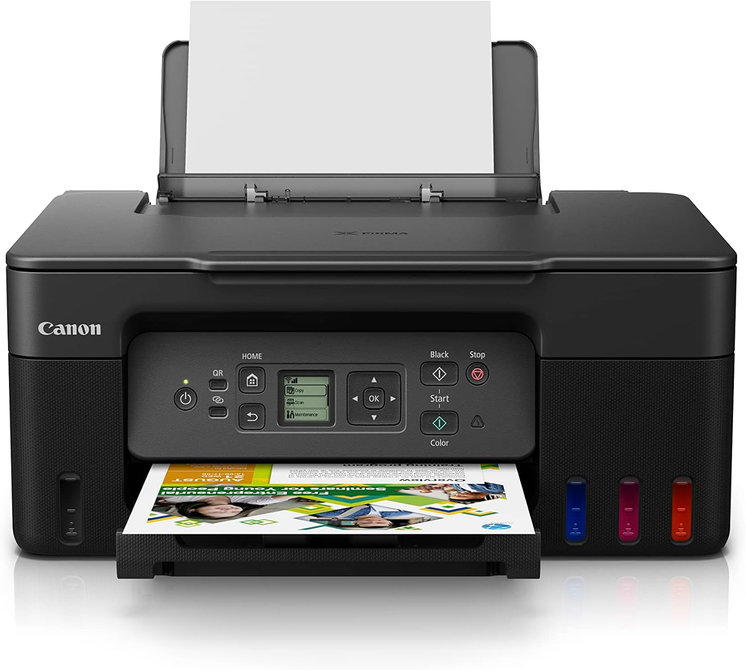 Canon PIXMA G3770 - A4 Wi-Fi Refillable Ink Tank Printer. Print, Scan and Copy. USB 2.0. Wi-Fi & Wi-Fi Direct, Apple Airprint and Mopria Print Service. Black color, Large