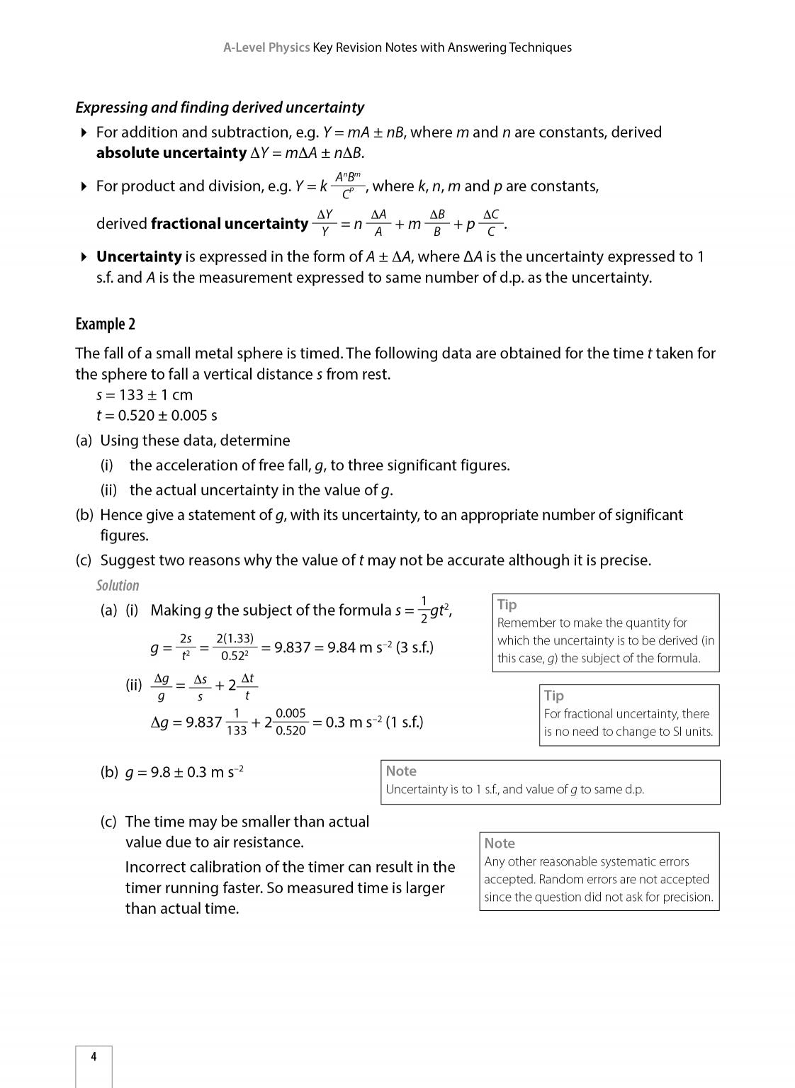 A-Level Physics Key Revision Notes with Answering Techniques