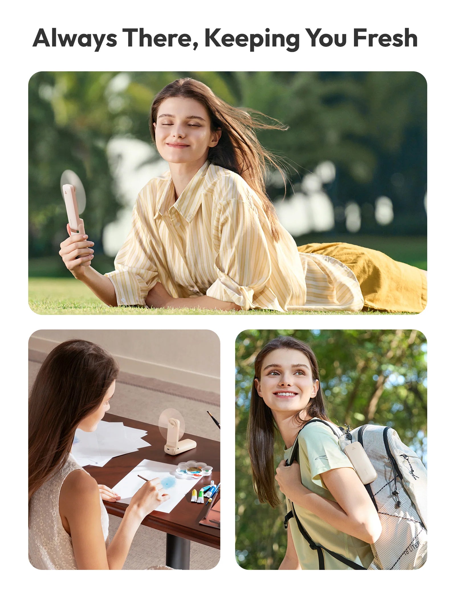 Aecooly Foldable Handheld Fan with Mirror