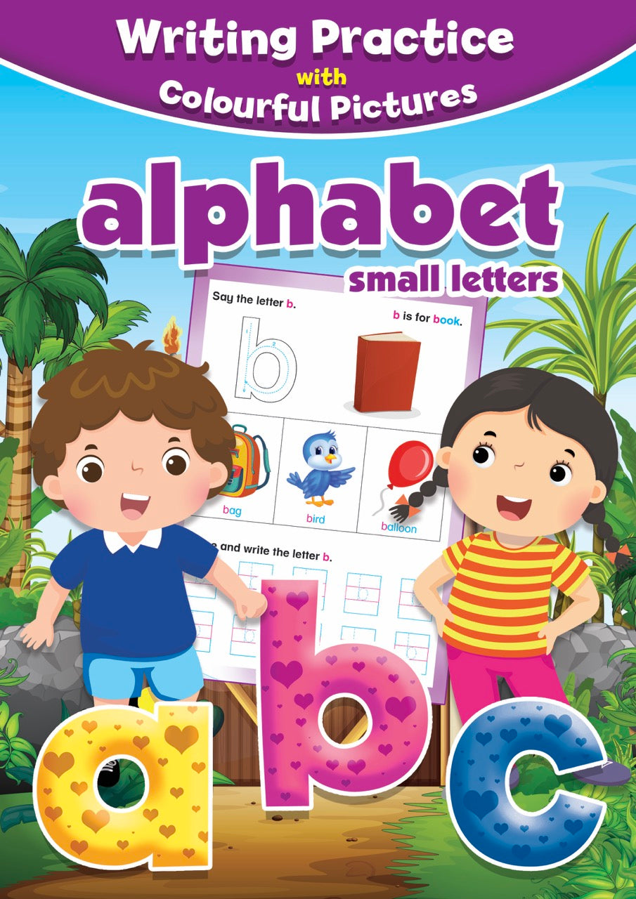 Writing Practice With Colourful Pictures: Alphabet Small Letters
