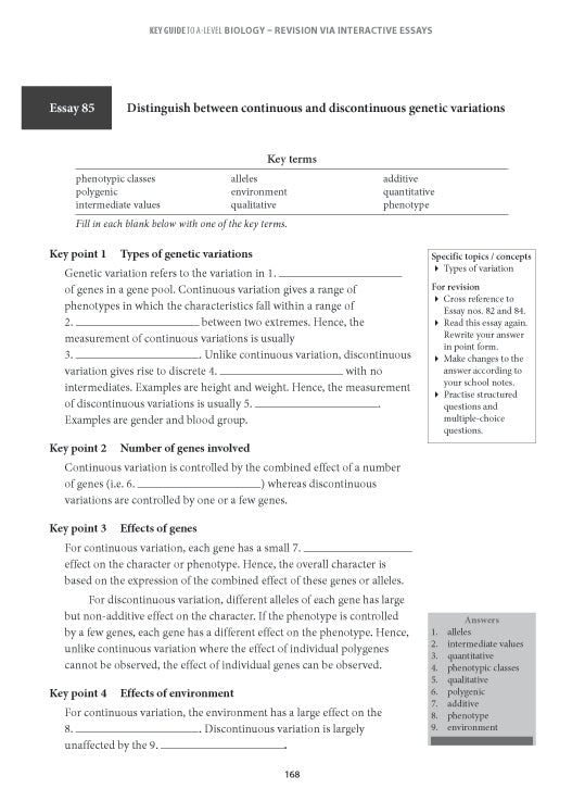 Key Guide A-Level H2 Biology Revision Via Essays