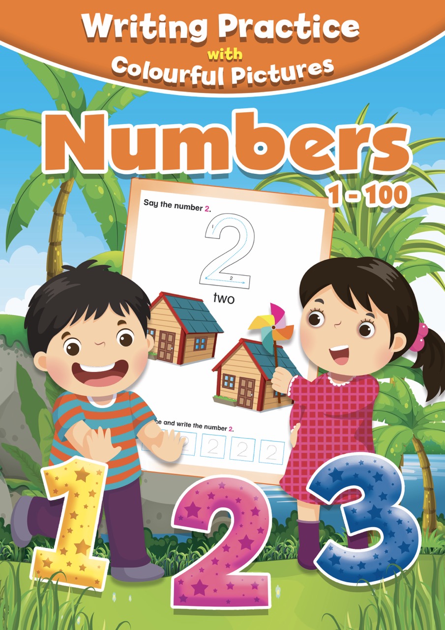 Writing Practice with Colourful Pictures: Numbers 1-100