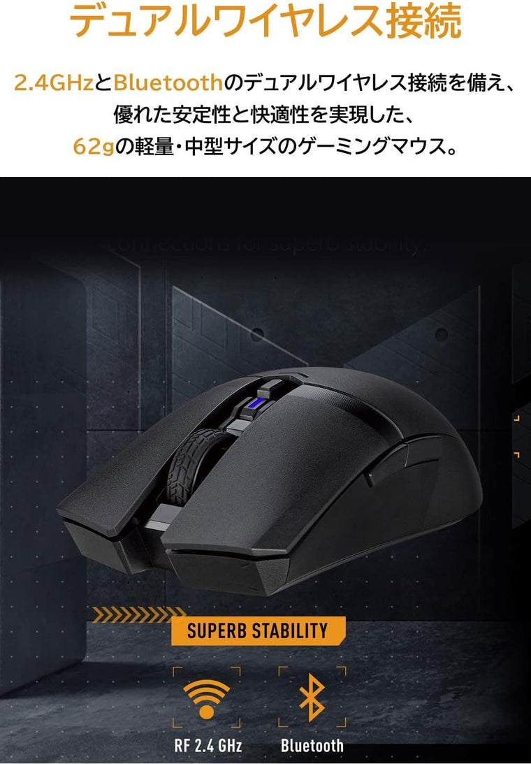 ASUS TUF M4 Wireless Gaming Mouse Optical Sensor 12K DPI Bluetooth RF 2.4 GHz