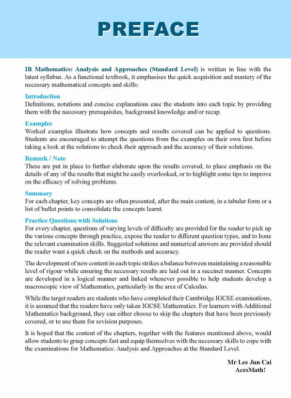 IB Mathematics: Analysis and Approaches (Standard Level)
