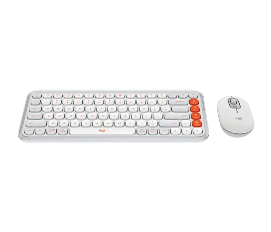 Logitech POP Icon Combo Wireless Mouse & Keyboard Off White & Orange