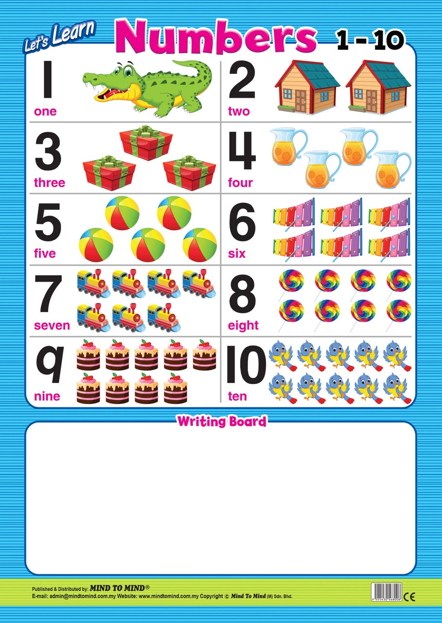Preschool Let's Write Board: Numbers