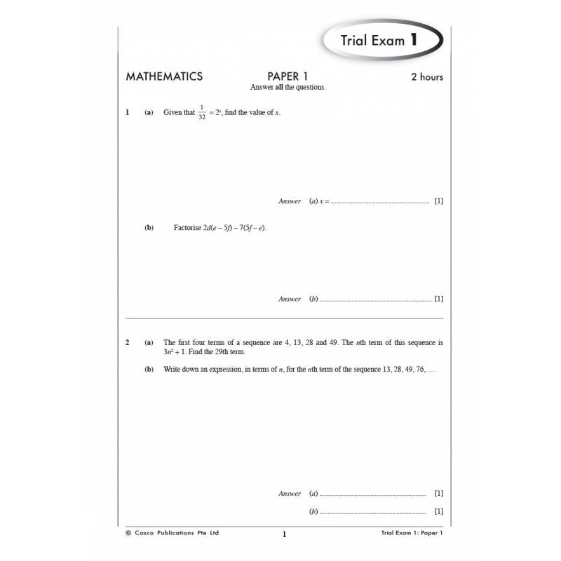O-Level Maths Tutor Exam Papers 1 & 2