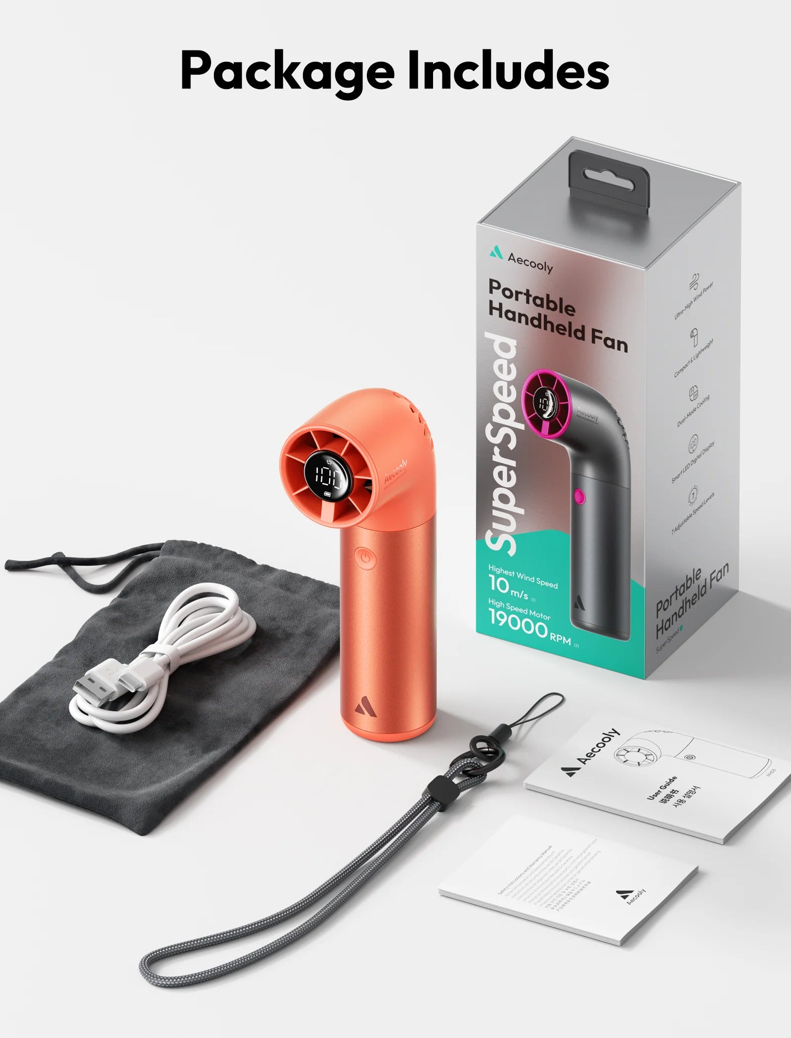 Aecooly Aero Ultra Handheld High-Speed Fan - Gold