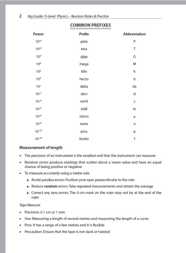 Key Guide O-Level Physics – Revision Notes & Practice
