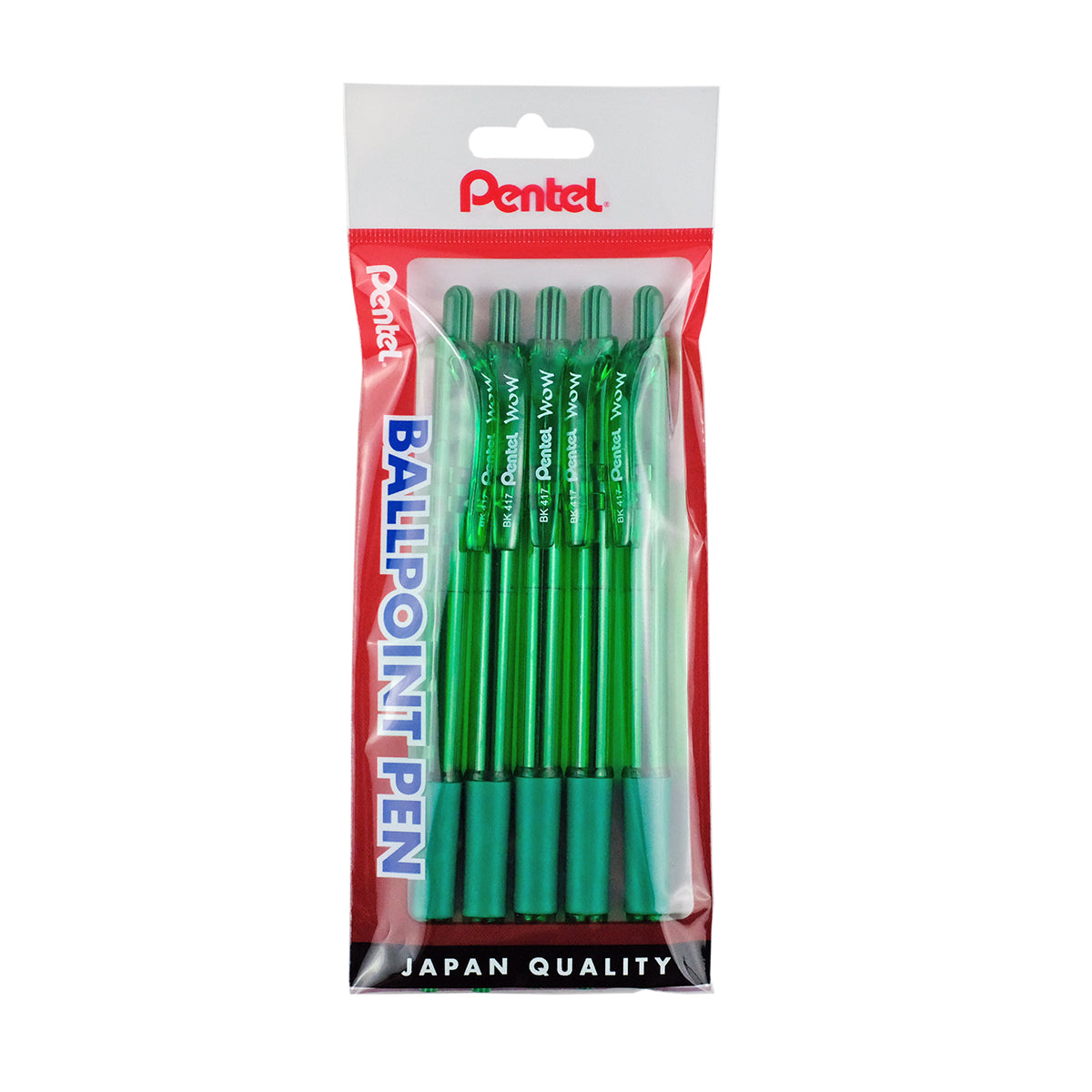 PENTEL Wow Ball Pen 5Pcs Green Bk417-5D