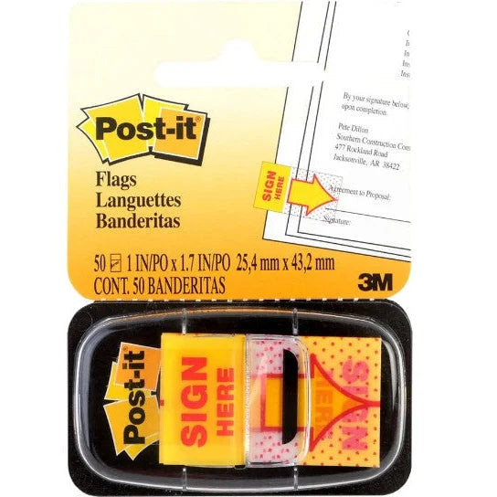 Post-it® 680-9 Flags Sign Here, 1x1.7"