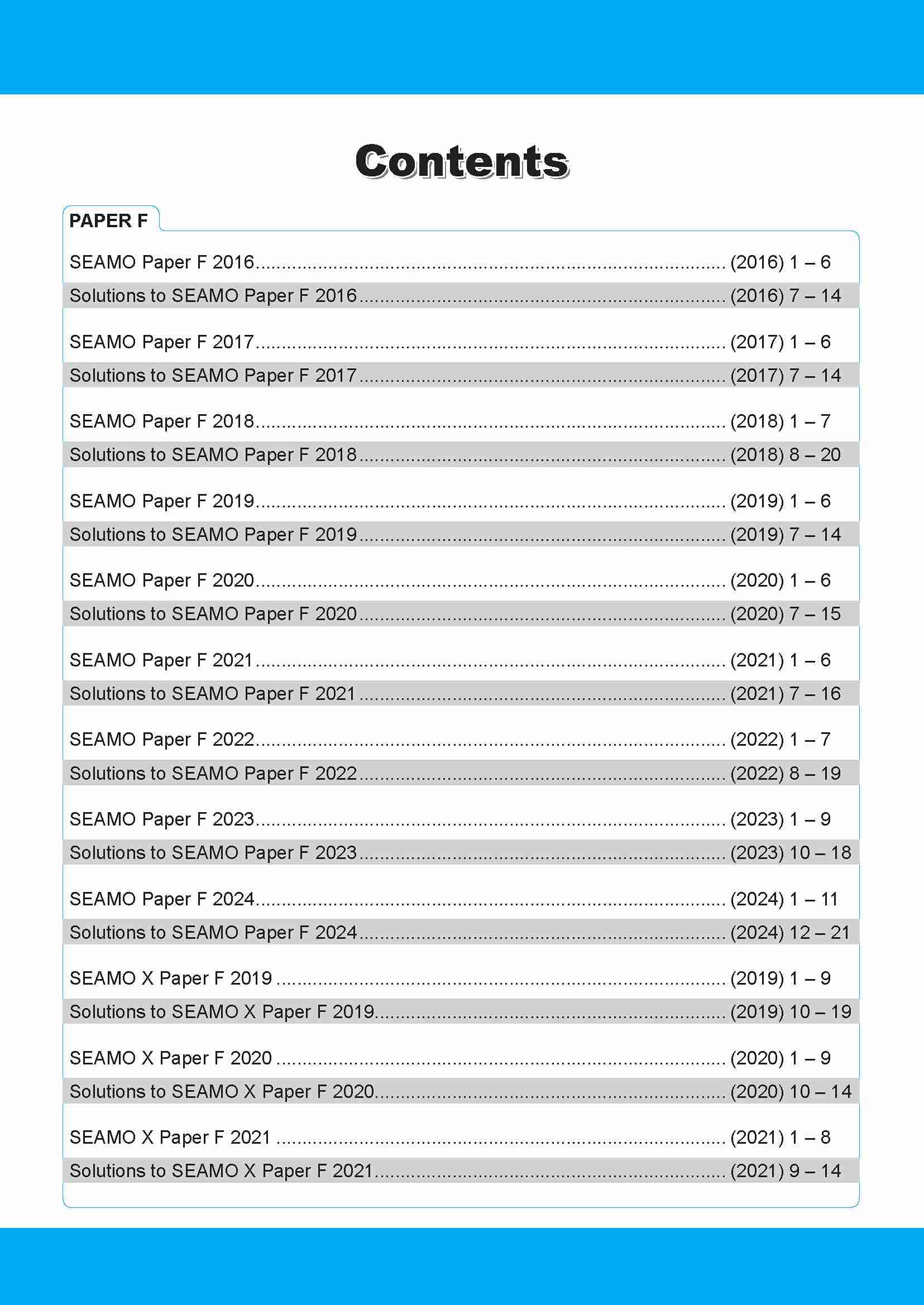 Pre-University 1 & 2 SEAMO Math Olympiad International Competition Preparation Paper F (SEAMO 2016-2024 + SEAMO X 2019-2025)
