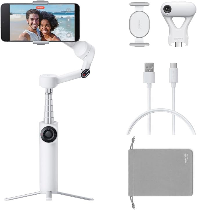 Insta360 Flow 2 ホワイト Insta360 Flow 2 Smartphone Gimbal Stabilizer AI Tracker Bundle