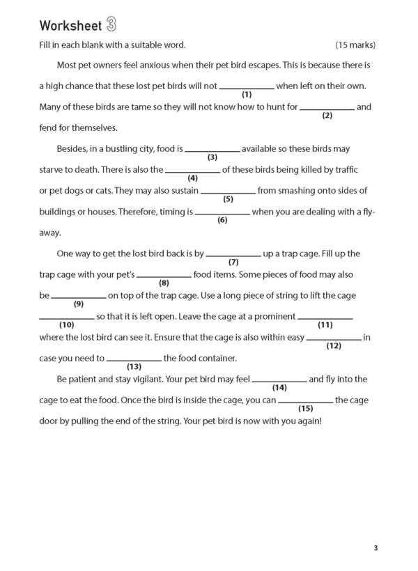100 English Worksheets Primary 5 – Comprehension Cloze