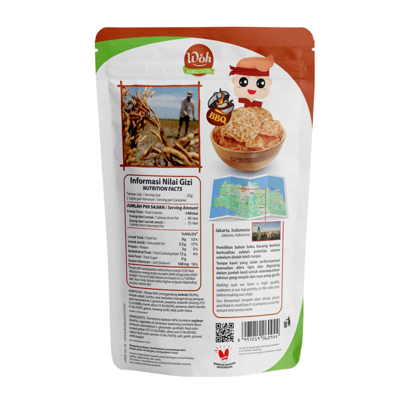 Woh Tempeh Chips 50g Bbq