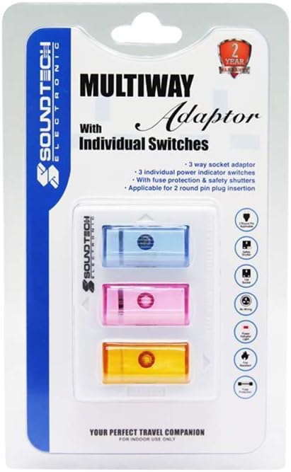 SOUNDTEOH 3W MULTIWAY ADAPTOR W/INDIVIDUAL ON OFF SWITCHES DF-38