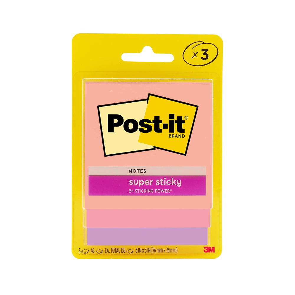 Post-it® Super Sticky Notes 3x3" Flamingo, 3pads/pack