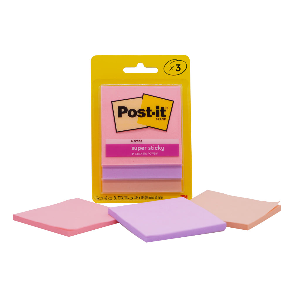 Post-it® Super Sticky Notes 3x3" Flamingo, 3pads/pack