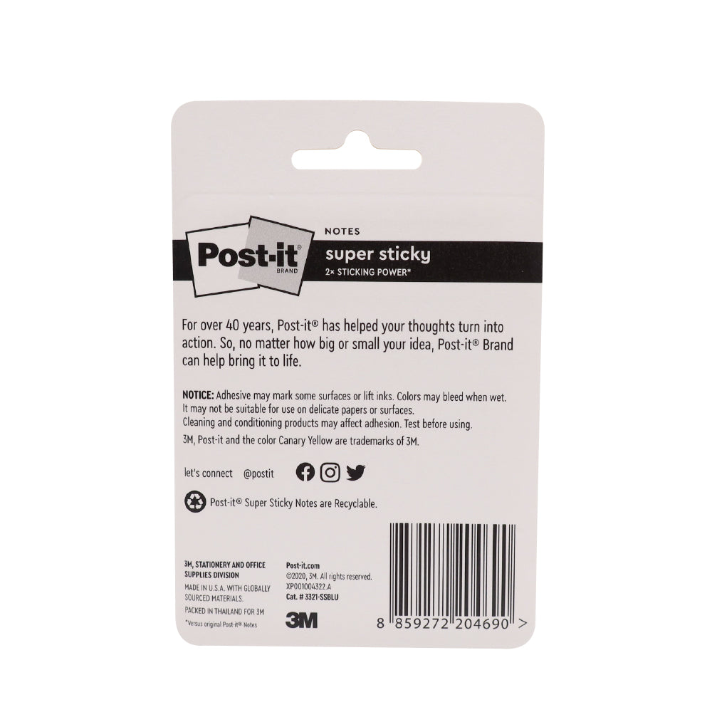 Post-it® Super Sticky Notes 3x3" Blue Hour, 3pads/pack