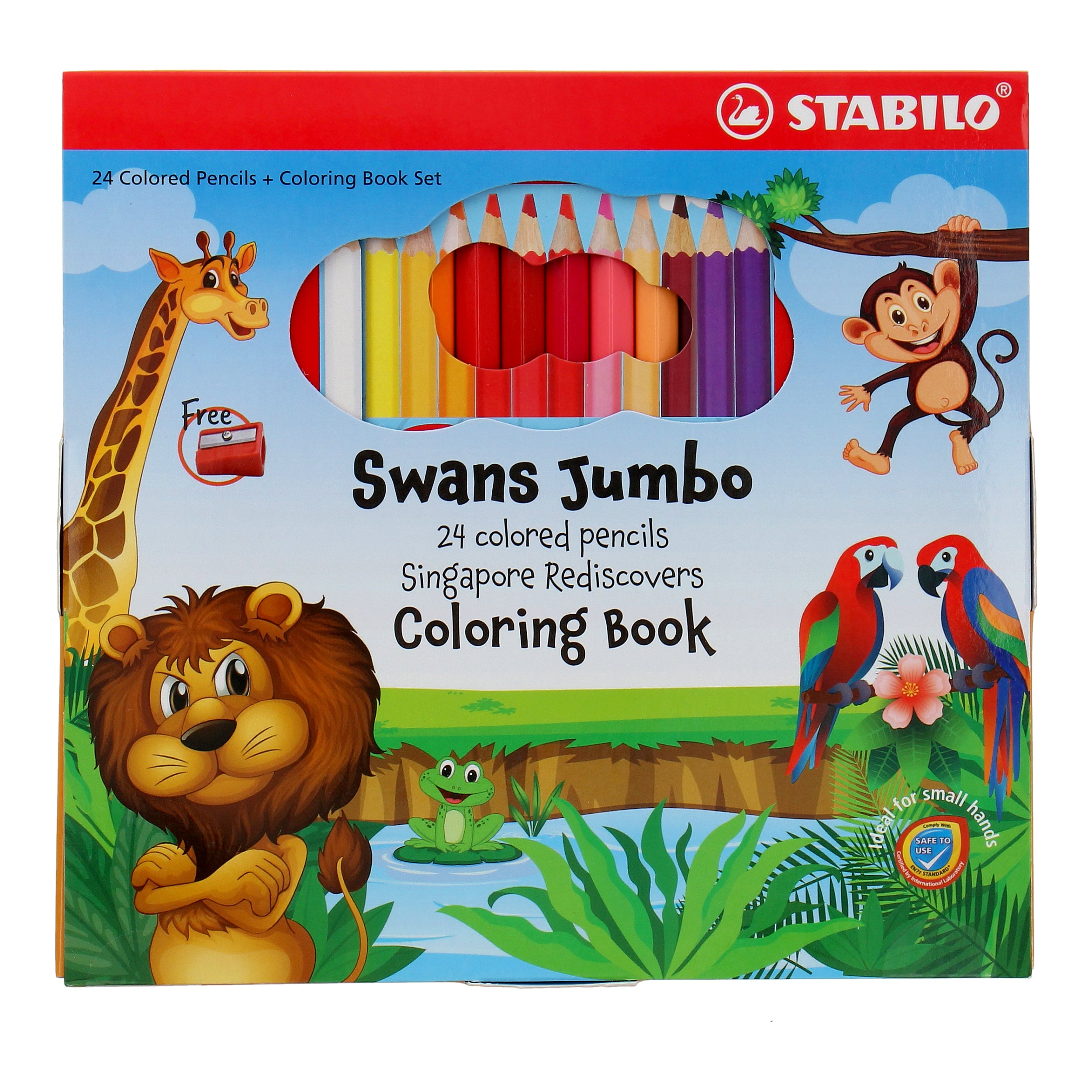 STABILO 24 Pcs Jumbo Coloured Pencil with Colouring Book