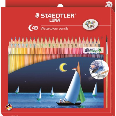 STAEDTLER LUNA Watercolour Pencil 48 Colours with Free Brush