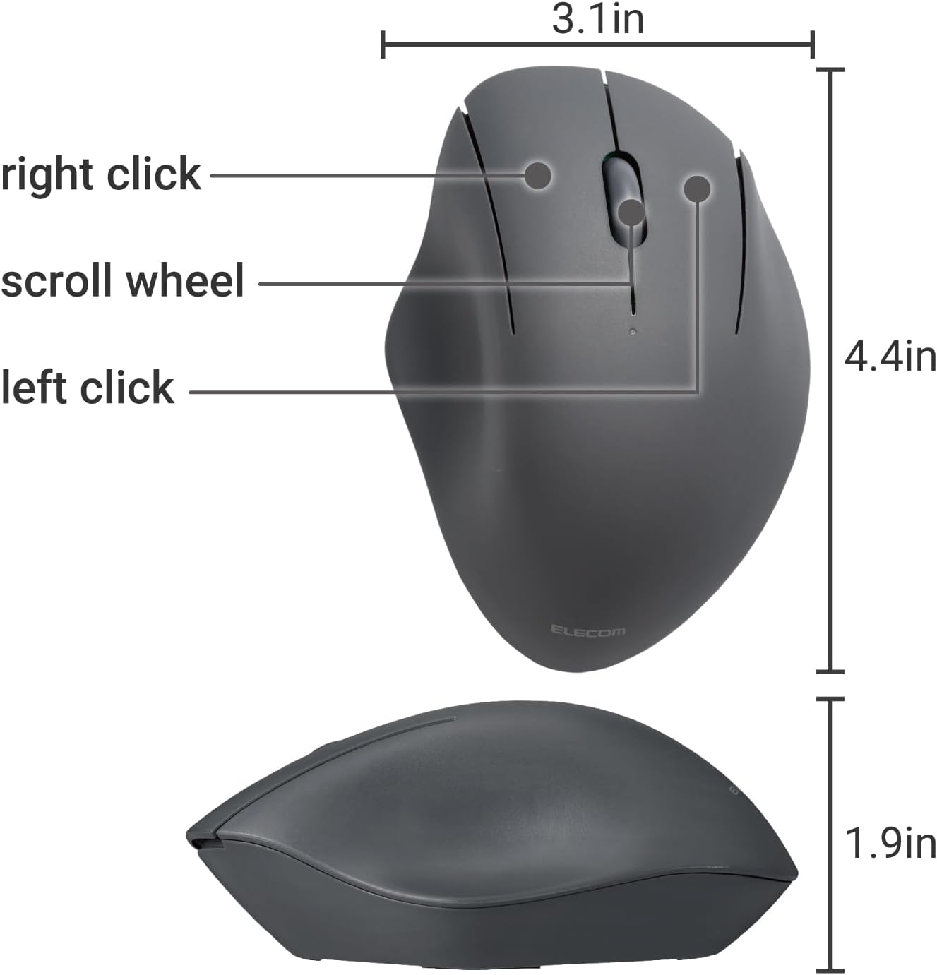 ELECOM Ergonomic Shape Wireless Mouse SHELLPA - ELECOM, GIT, MOUSE, SALE, TRAVEL_ESSENTIALS