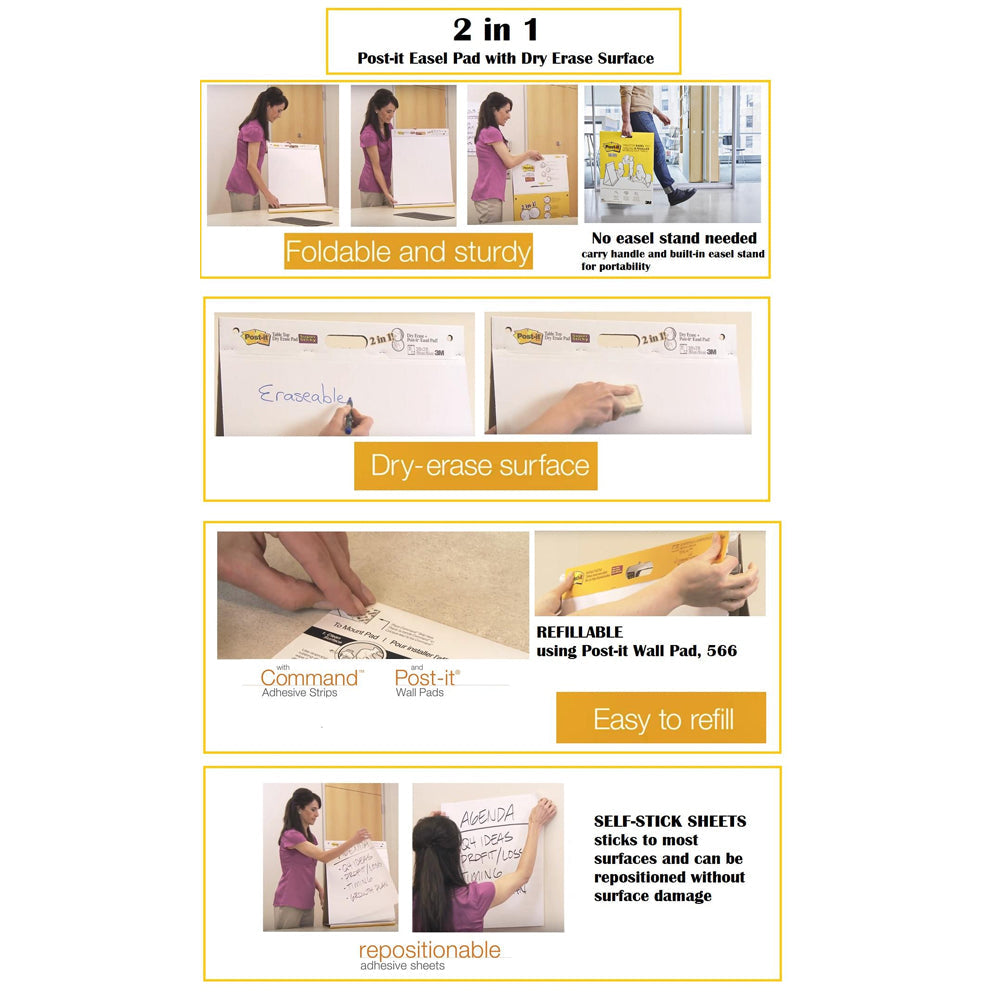 3M P-IT EASEL PAD 20X23IN DRY ERASE 563DE