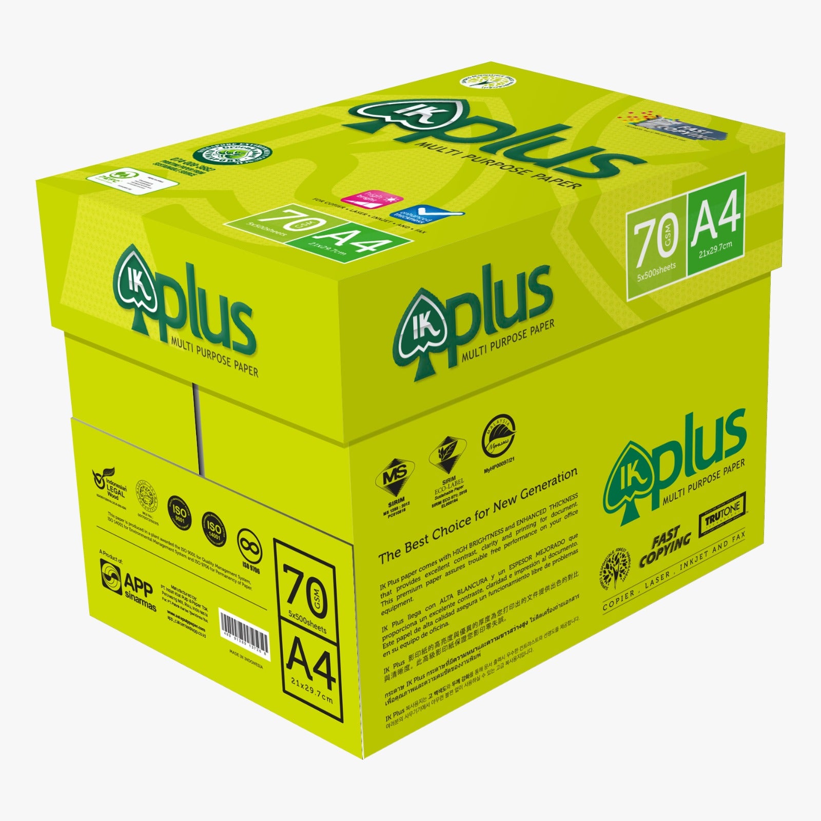 IK PLUS COPIER PAPER 70G A4 500's - Buy 2 Boxes for $41.30