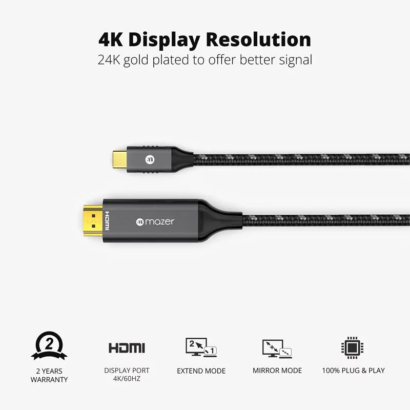 Mazer USB-C to HDMI 4k/60Hz 2m Cable - (M-UC2HDMI200) - GIT, HDMI, MAZER, SALE