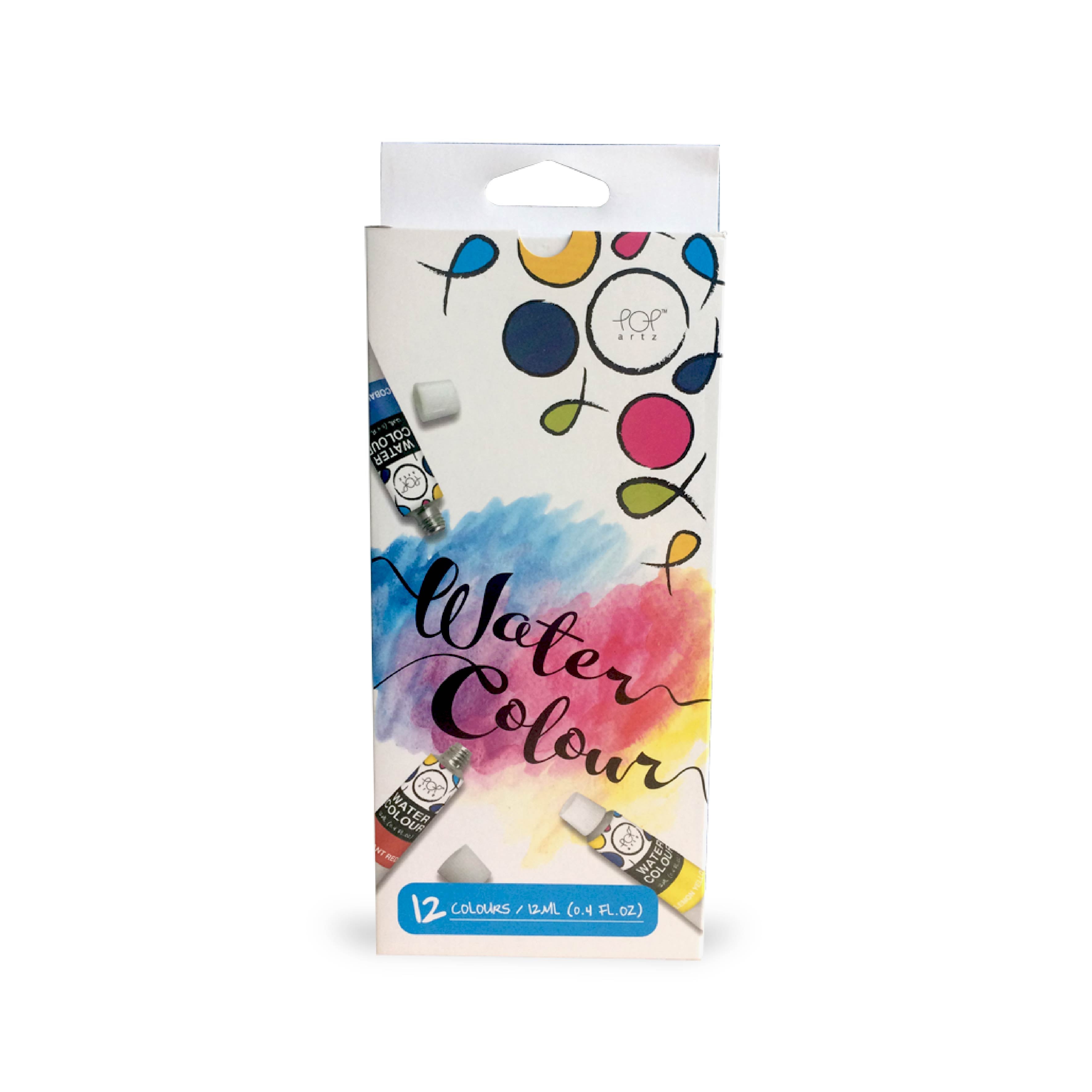 POP Artz Water Colour Paint 12 ML 12 Colours (0.4 FL.0Z)