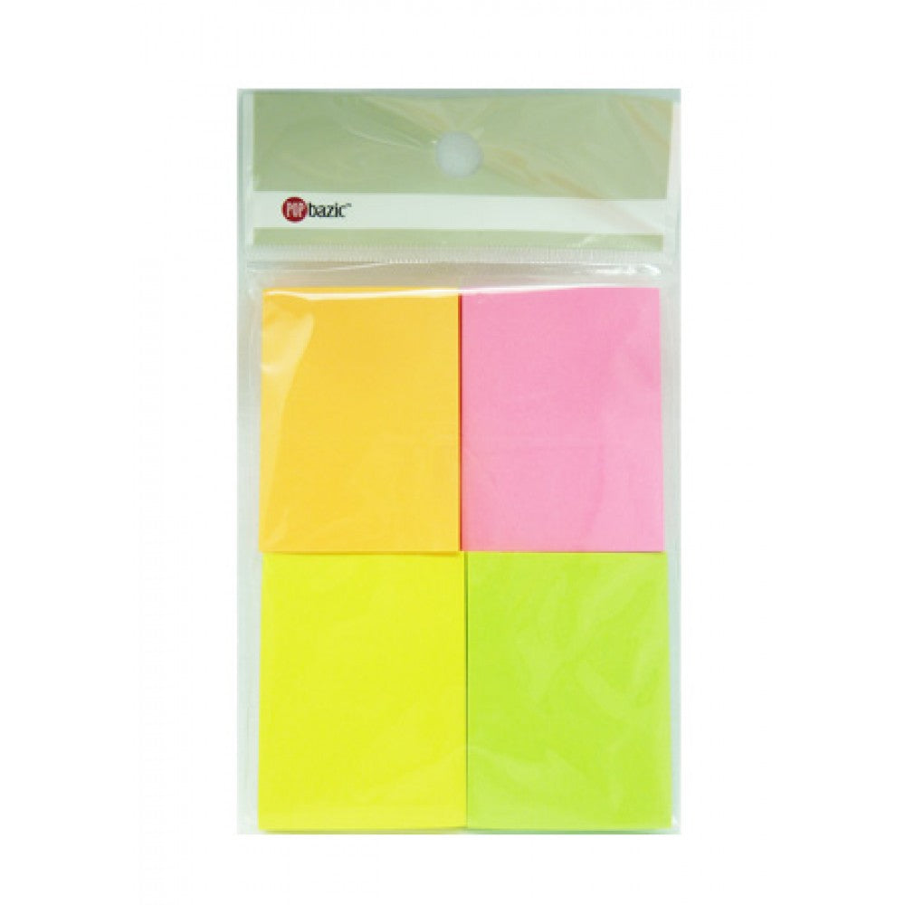 POP BAZIC Stick-On Notes 2in x 1.5in 304-4-N (50s x 4 Colours)