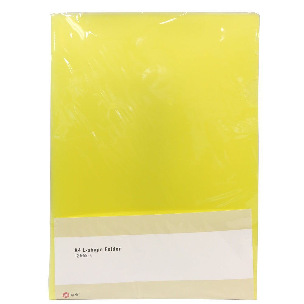 POP BAZIC A4 L-Shape Clear Folder E310 12 Sheets Per Pack - Bundle of 2 Packs - _MS, CLEANDESK, FILE, JULY NEW, NICK EDIT, POP BAZIC