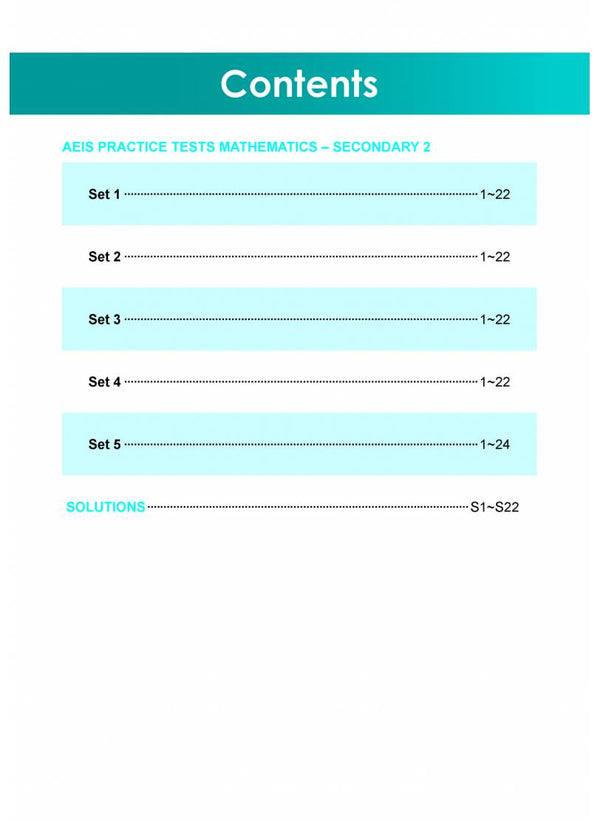 AEIS Practice Tests Mathematics – Secondary 2 (13 To 15+ Years)