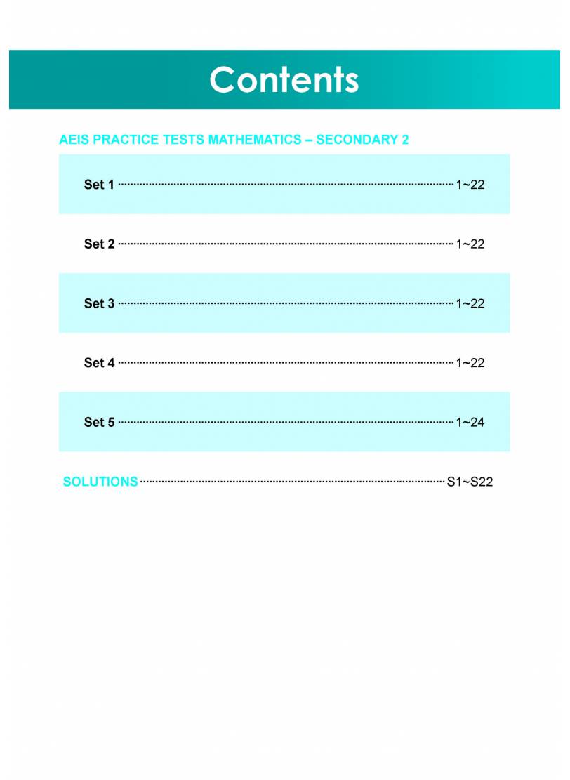 AEIS Practice Tests Mathematics – Secondary 2 (13 To 15+ Years)