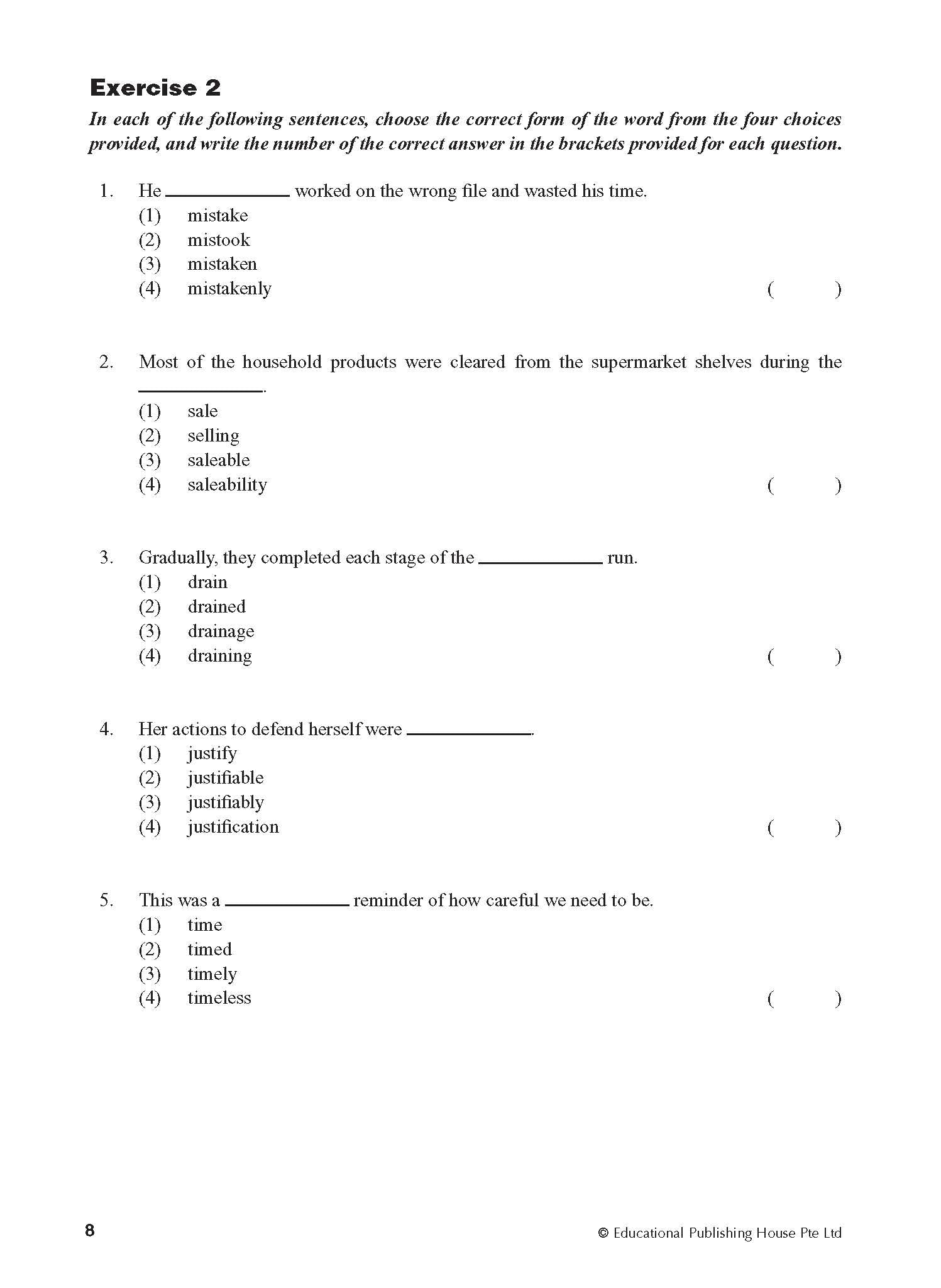 Secondary 2(E) Intensive Vocabulary Drills