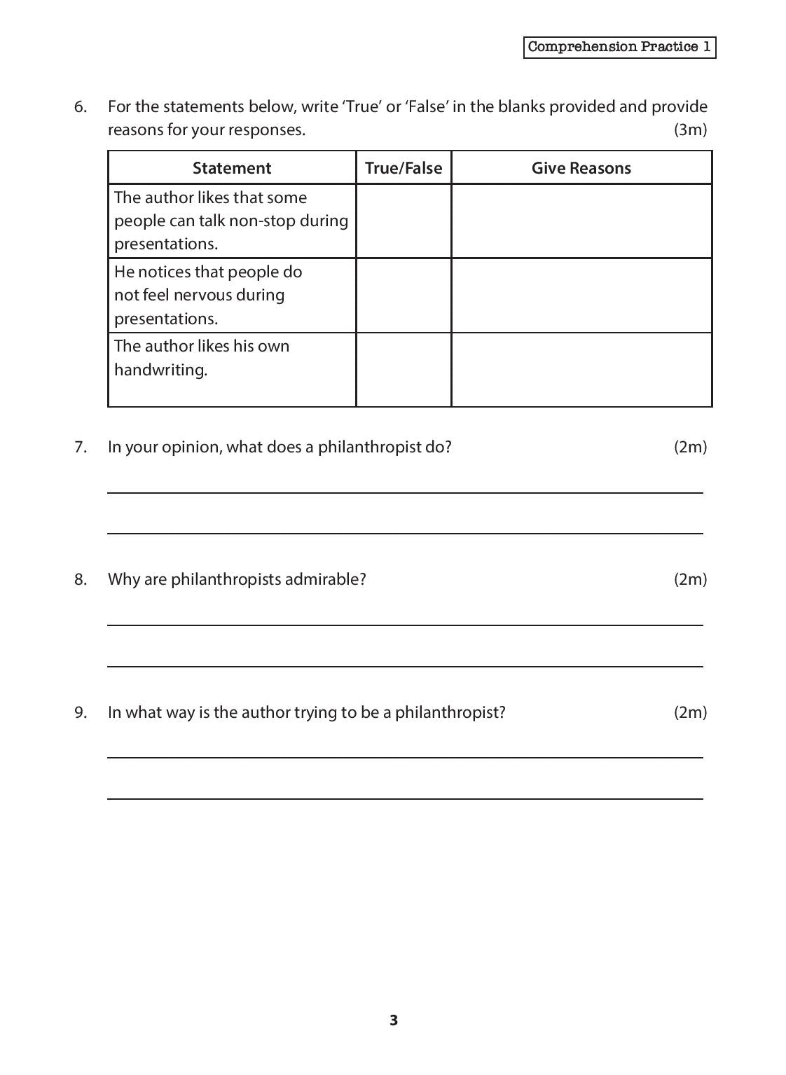 Primary 5 English Comprehension Practice