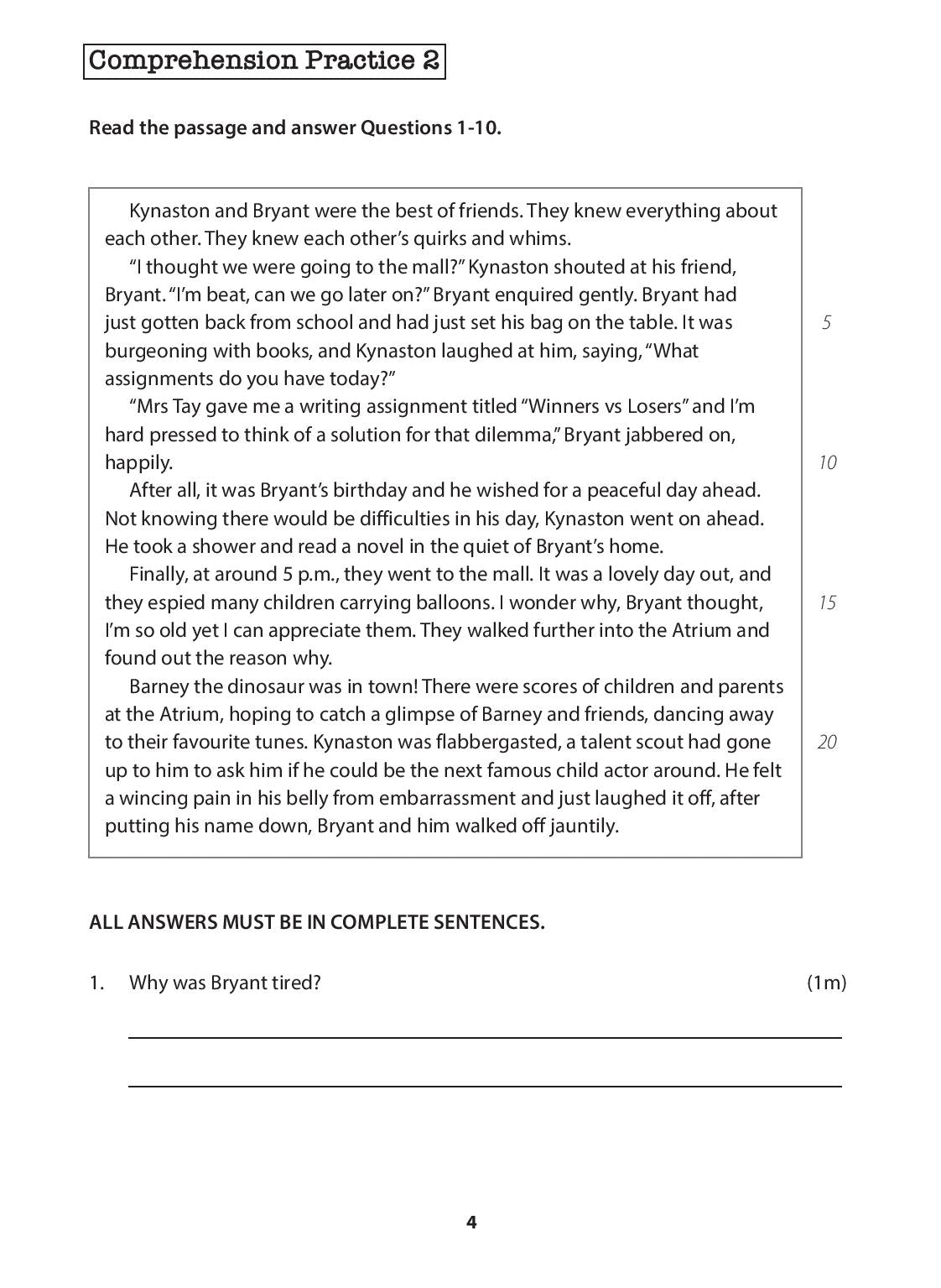 Primary 5 English Comprehension Practice