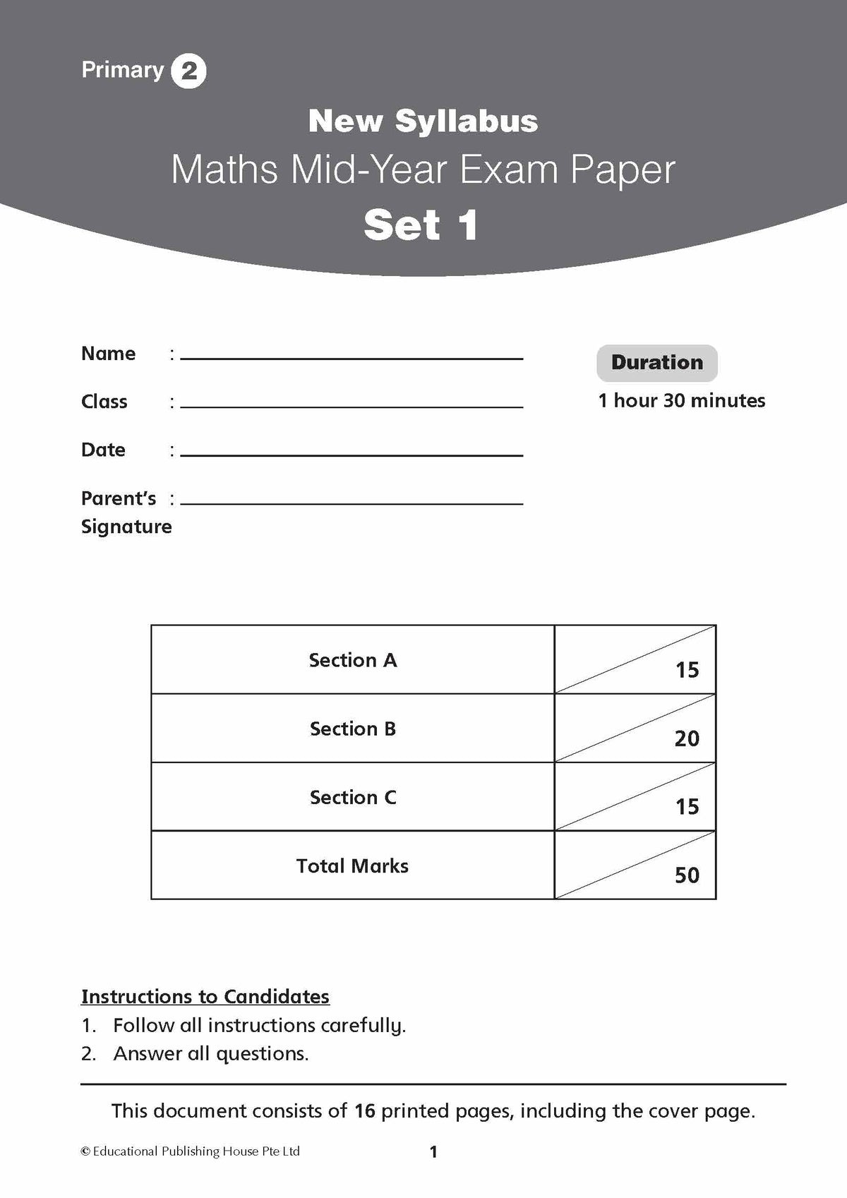 Primary 2 New Syllabus Maths Exam Papers