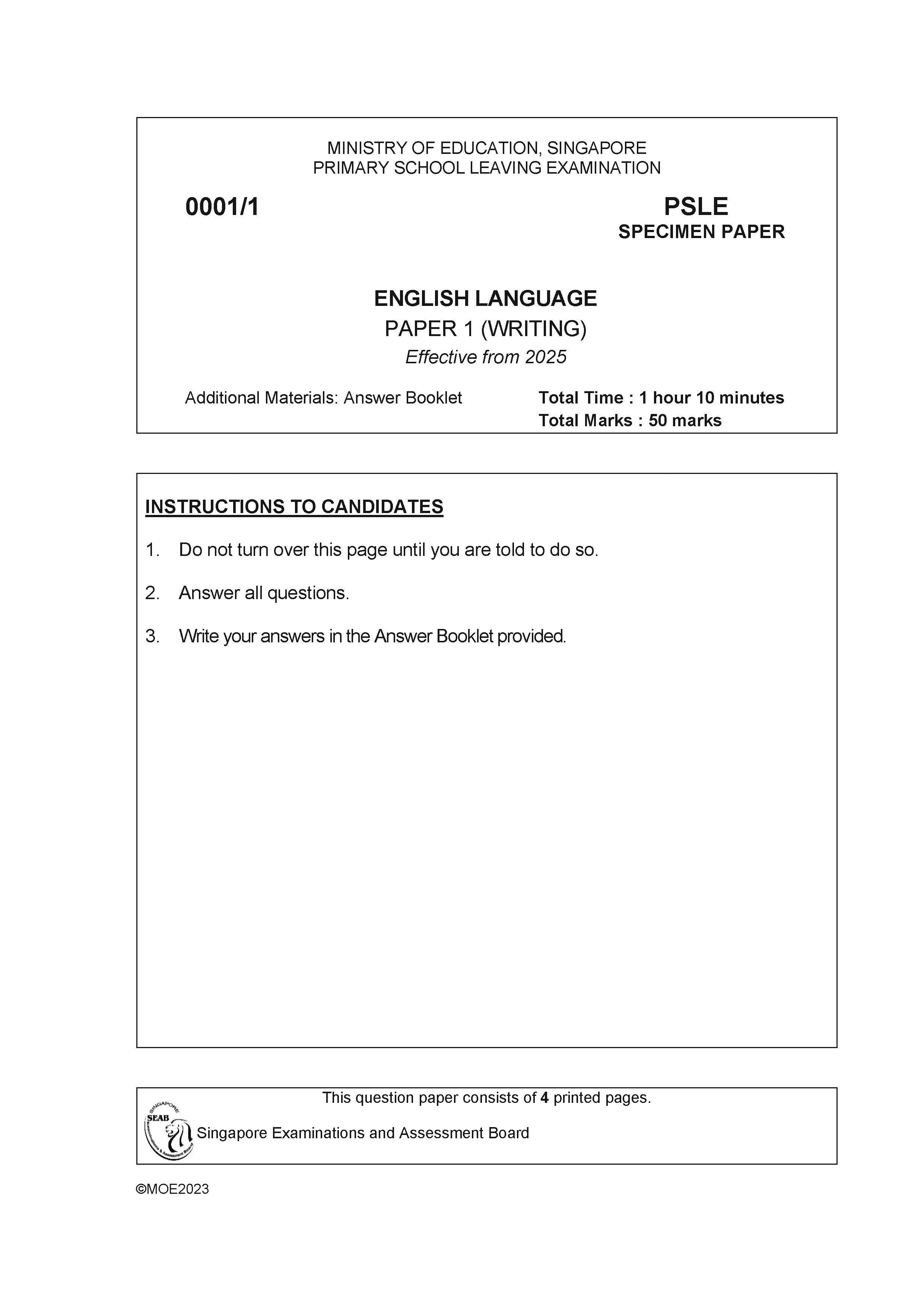 PSLE English Exam Q&A 22-24 (Yearly)